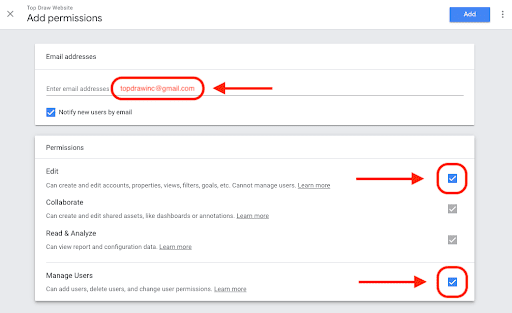 Google Analytics Account Permissions