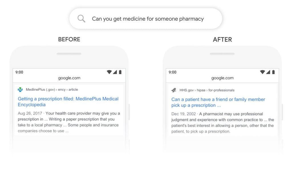 BERT Google Algorithm Update Example 2