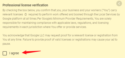 Accept Local Service License 