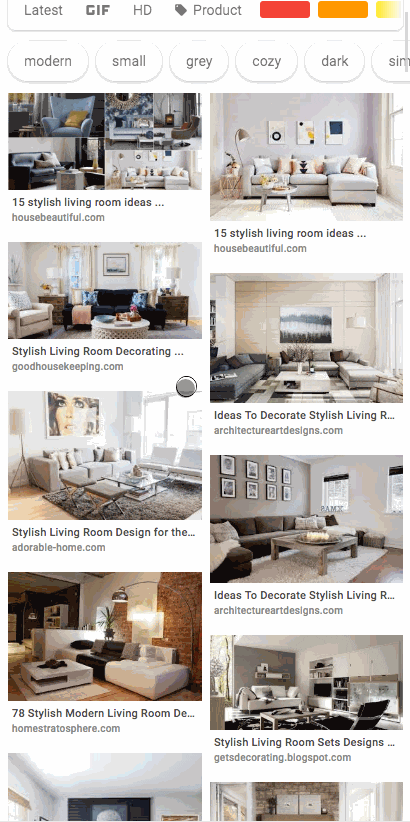 Interactive demonstration showing Google Lens visual search functionality for finding matching sofas