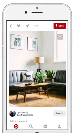 Gif of pinterest visual search in use
