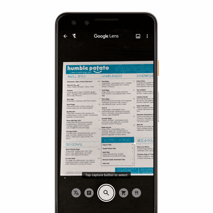 Google Lens shows reviews for food item on menu